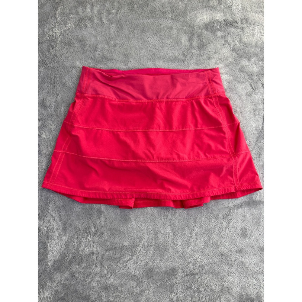 Lululemon Pace Rival Mid-Rise Lined Skirt Womens 6 Pink Lip Gloss Pleated Long